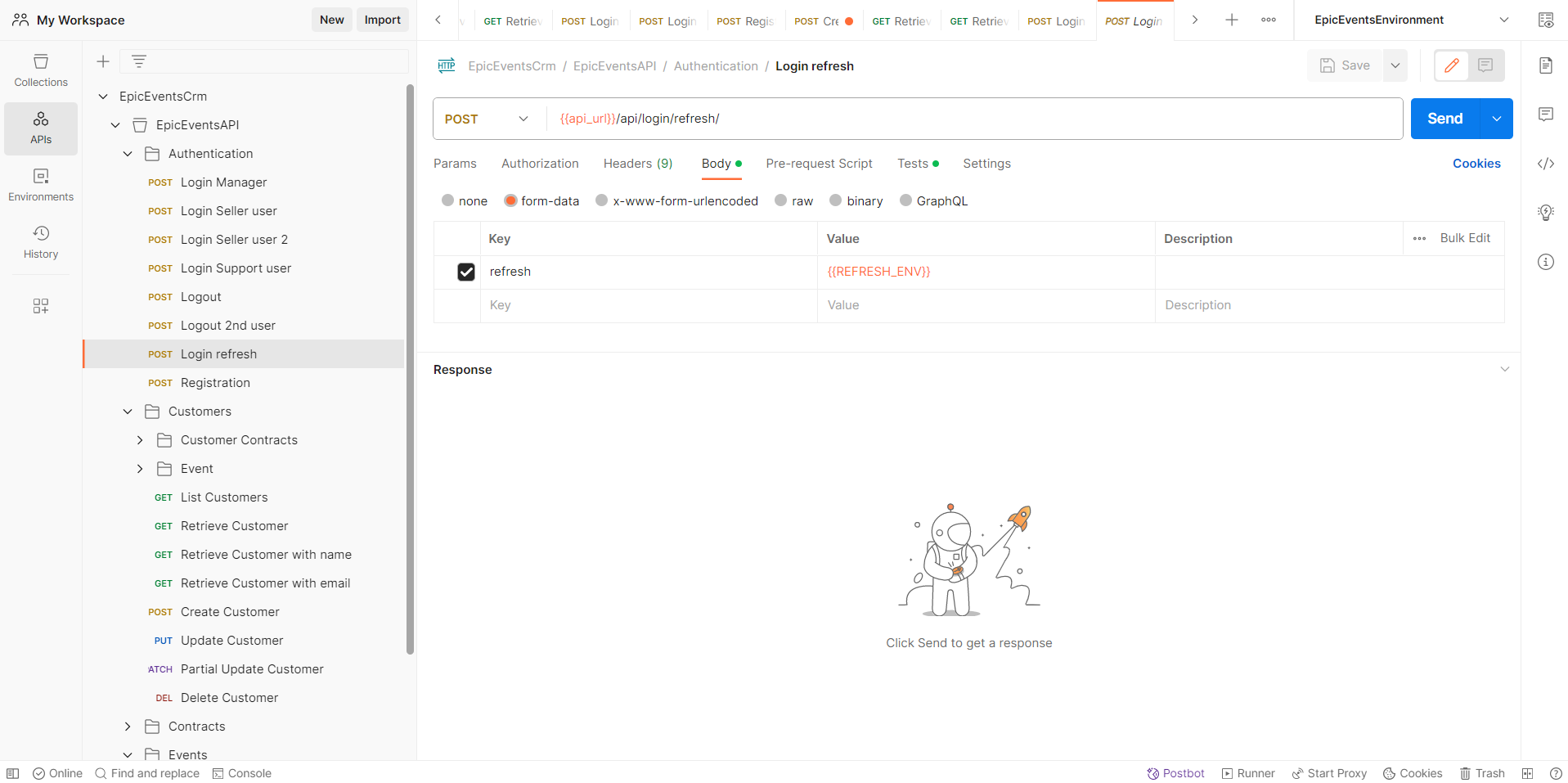 image des endpoints de l'API sur Postman